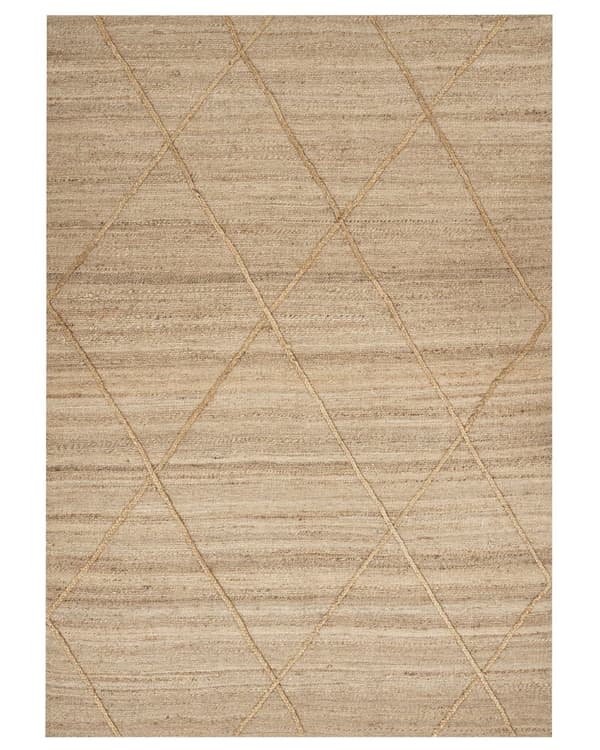 Teppe Beige Jute 160 x 230 cm Geometrisk mønster Håndvevd Boho Gang Soverom