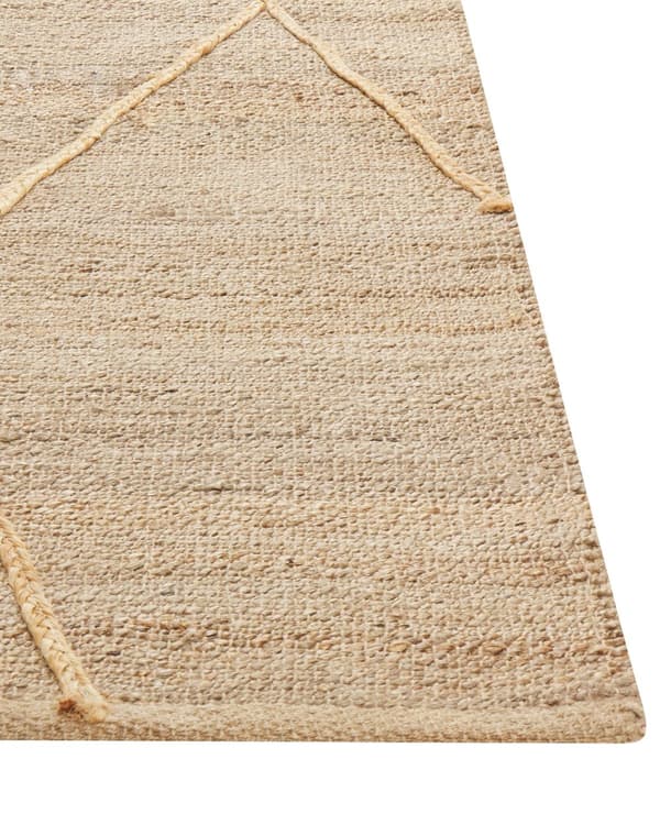Teppe Beige Jute 160 x 230 cm Geometrisk mønster Håndvevd Boho Gang Soverom