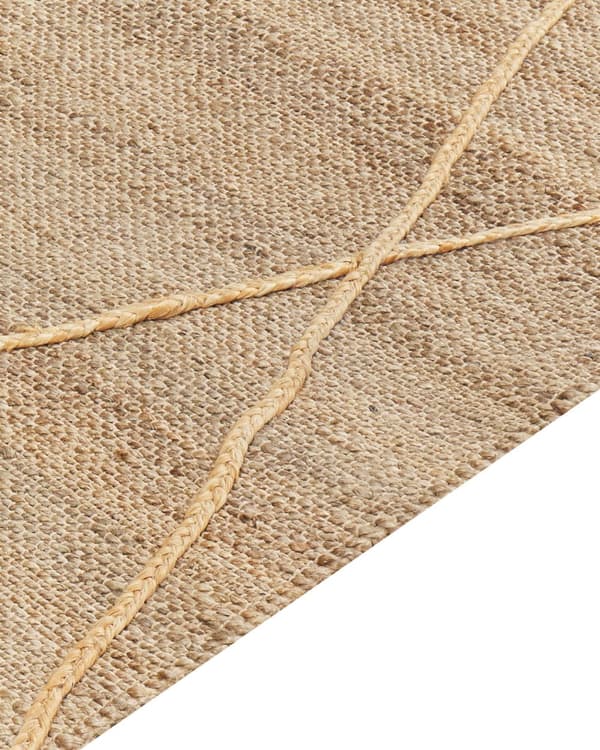 Teppe Beige Jute 160 x 230 cm Geometrisk mønster Håndvevd Boho Gang Soverom