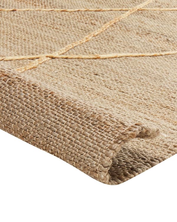 Teppe Beige Jute 160 x 230 cm Geometrisk mønster Håndvevd Boho Gang Soverom