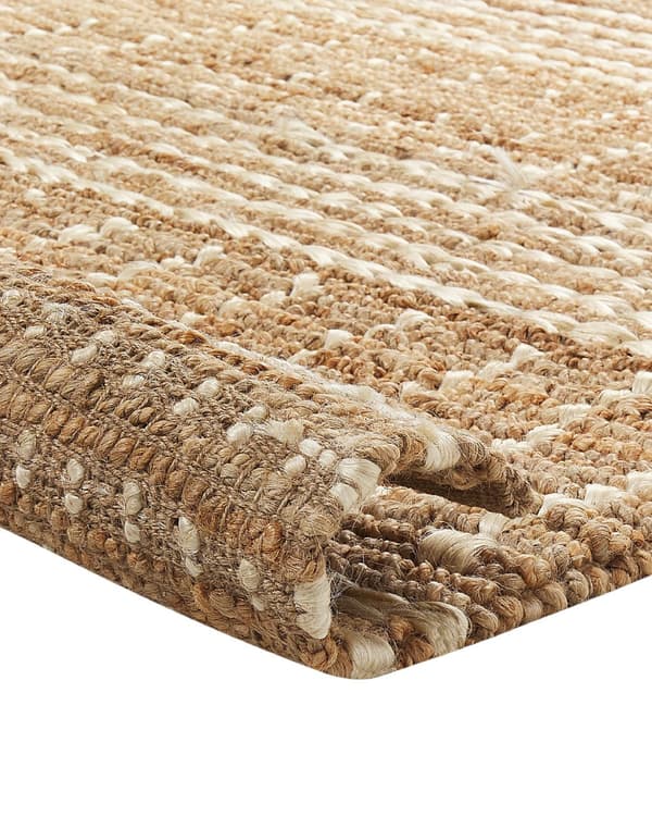 Teppe Beige Jute 80 x 300 cm Stripete mønster Håndvevd Boho Gang Soverom
