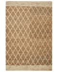 Miniatyrbilde 4 av 7: Teppe Beige Jute 200 x 300 cm Geometrisk Mønster Håndvevd Boho Stue Soverom