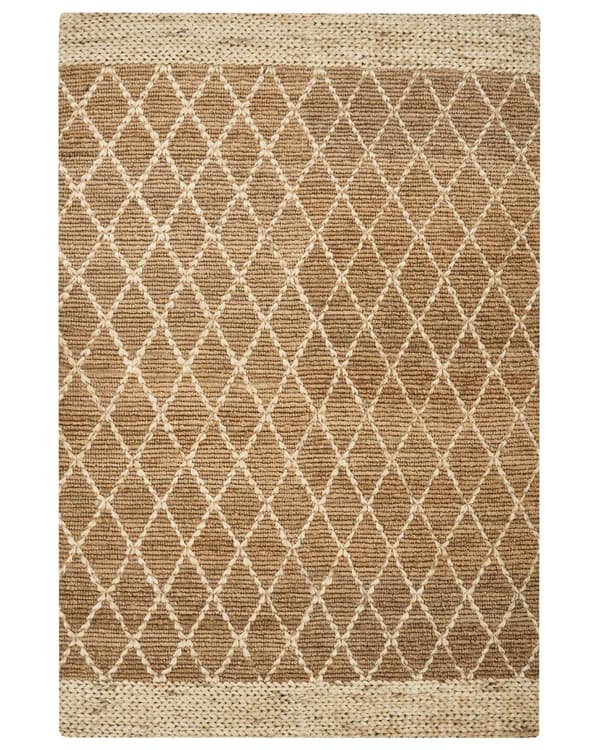 Teppe Beige Jute 200 x 300 cm Geometrisk Mønster Håndvevd Boho Stue Soverom
