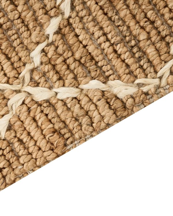Teppe Beige Jute 200 x 300 cm Geometrisk Mønster Håndvevd Boho Stue Soverom
