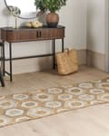 Miniatyrbilde 2 av 7: Teppe Beige Jute 80 x 300 cm Geometrisk mønster Håndvevd Boho Gang Soverom