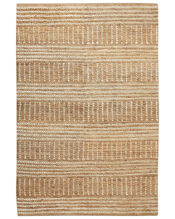 Teppe Beige Jute 200 x 300 cm Stripete mønster Håndvevd Boho Gang Soverom