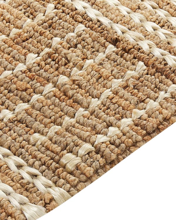 Teppe Beige Jute 200 x 300 cm Stripete mønster Håndvevd Boho Gang Soverom