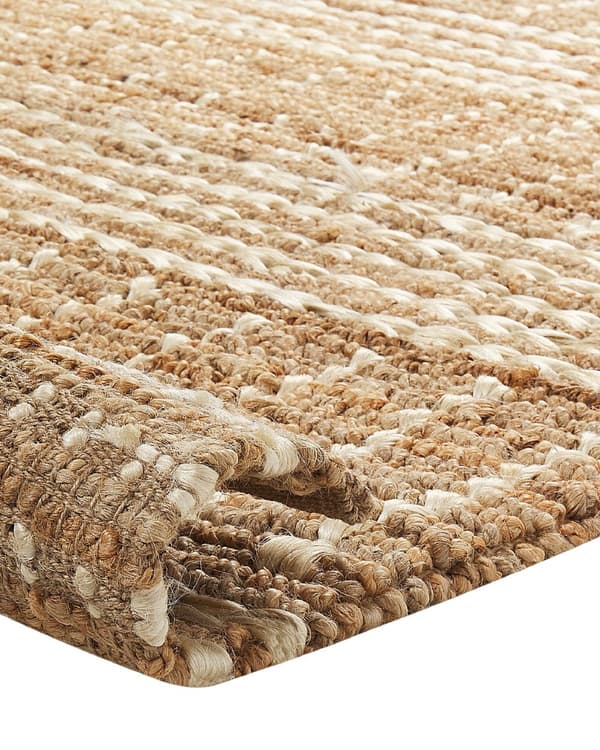 Teppe Beige Jute 200 x 300 cm Stripete mønster Håndvevd Boho Gang Soverom