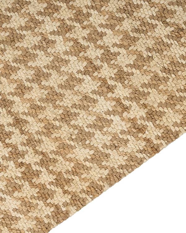 Teppe Beige Jute 80 x 300 cm Houndstooth-mønster Håndvevd Boho Gang Soverom