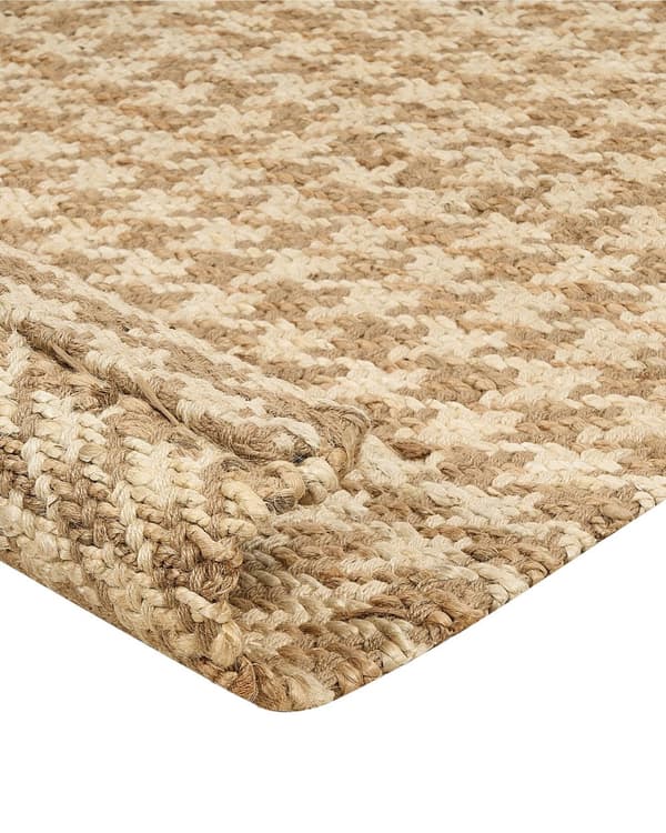 Teppe Beige Jute 80 x 300 cm Houndstooth-mønster Håndvevd Boho Gang Soverom