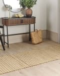 Miniatyrbilde 2 av 6: Teppe Beige Jute 80 x 300 cm Houndstooth-mønster Håndvevd Boho Gang Soverom
