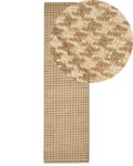Miniatyrbilde 1 av 6: Teppe Beige Jute 80 x 300 cm Houndstooth-mønster Håndvevd Boho Gang Soverom