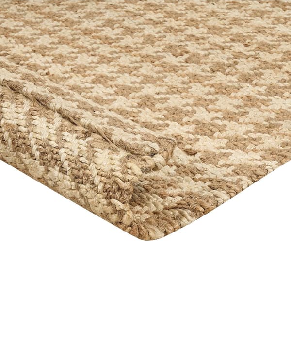 Teppe Beige Jute 200 x 300 cm Houndstooth-mønster Håndvevd Boho Gang Soverom