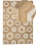 Miniatyrbilde 1 av 7: Teppe Beige Jute 160 x 230 cm Geometrisk mønster Håndvevd Boho Gang Soverom