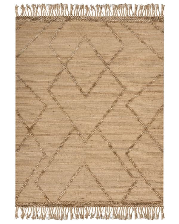Teppe Beige Jute 160 x 230 cm Flettet Håndlaget Stripete Mønster Naturlig Boho-stil Tekstil
