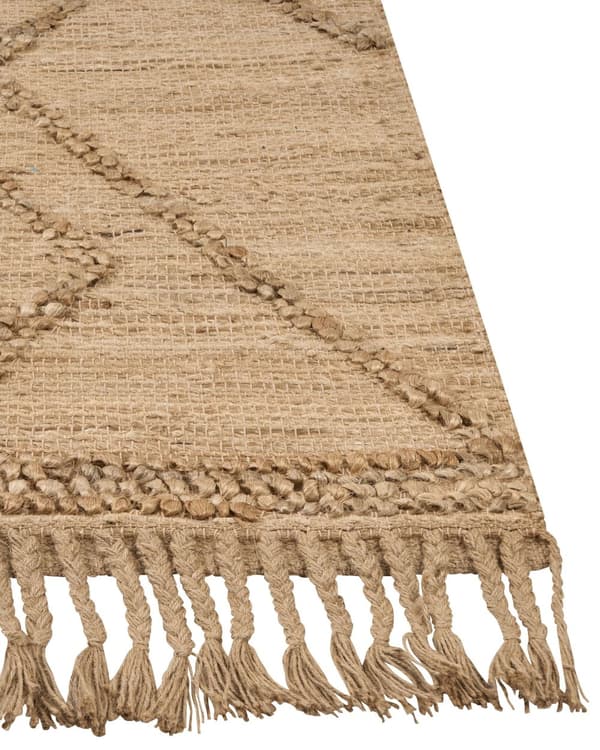 Teppe Beige Jute 160 x 230 cm Flettet Håndlaget Stripete Mønster Naturlig Boho-stil Tekstil