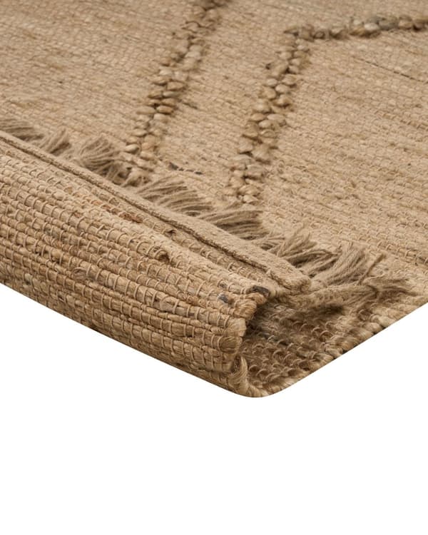 Teppe Beige Jute 160 x 230 cm Flettet Håndlaget Stripete Mønster Naturlig Boho-stil Tekstil