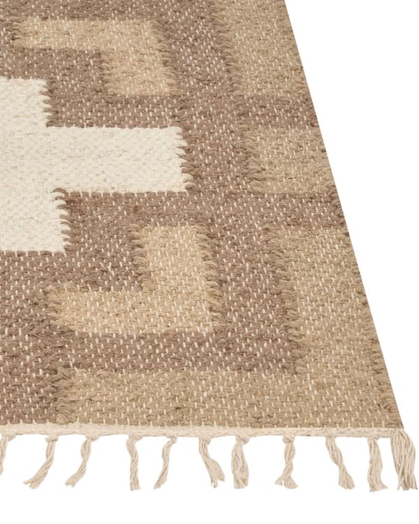 Matta Beige Jute Bomull 200 x 300 cm Flätad Handgjord med Tofsar Naturlig Boho-stil Textil Vardagsrum Sovrum