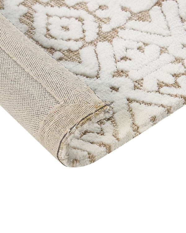 Matta Off-White och Beige Polyester 300 x 400 cm Abstrakt mönster Motiv Vardagsrum Sovrum Modern Design