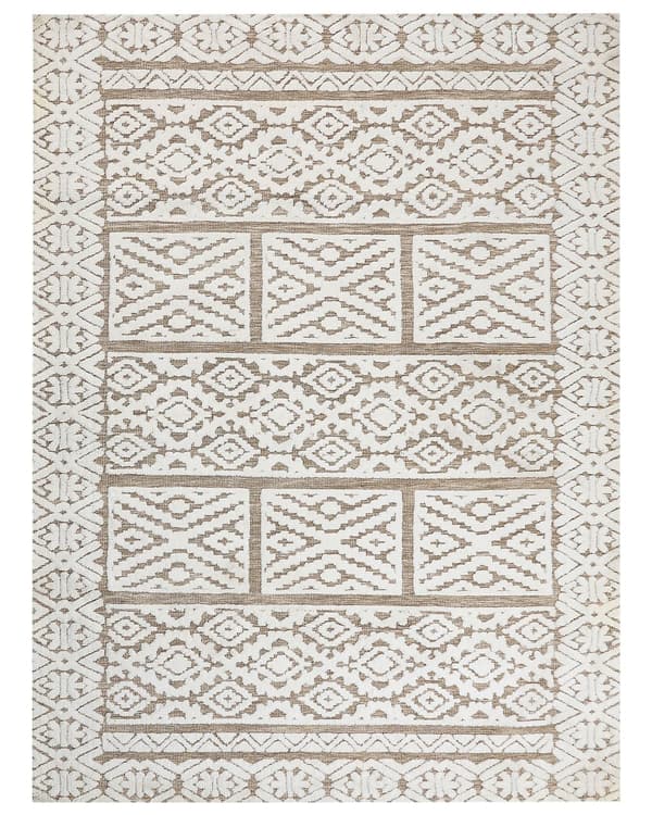 Matta Off-White och Beige Polyester 300 x 400 cm Abstrakt mönster Motiv Vardagsrum Sovrum Modern Design