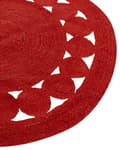 Miniatyrbilde 6 av 8: Teppe Rød Jute ø 120 cm Rund Håndvevd Boho Stil Gang Stue Soverom