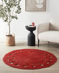 Miniatyrbilde 2 av 8: Teppe Rød Jute ø 120 cm Rund Håndvevd Boho Stil Gang Stue Soverom