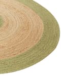 Miniatyrbilde 5 av 7: Flate teppe Beige og grønn jute ø 140 cm Rundt håndvevd i boho-stil Gang Stue Soverom