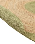 Miniatyrbilde 7 av 7: Flate teppe Beige og grønn jute ø 140 cm Rundt håndvevd i boho-stil Gang Stue Soverom