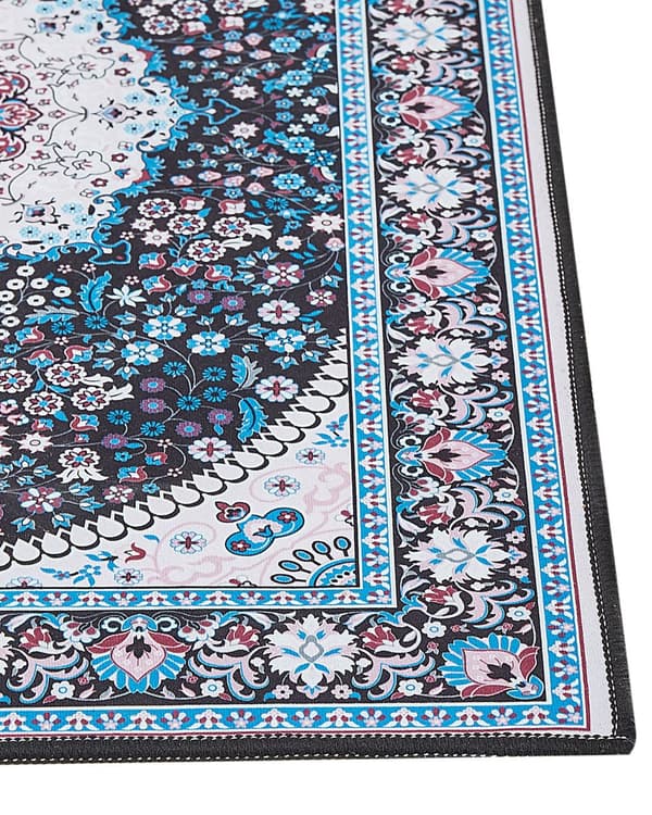 Matto sininen 60 x 200 cm polyesteri itämainen kuvio suorakulmio konekudottu retro