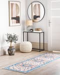 Pikkukuva 2 / 7: Matto beige sininen 80 x 240 cm polyesteri konekudottu itämainen kuvio suorakulmio retro