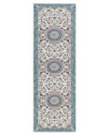 Pikkukuva 1 / 7: Matto beige sininen 80 x 240 cm polyesteri konekudottu itämainen kuvio suorakulmio retro