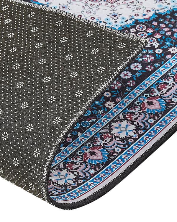 Matto sininen 80 x 300 cm polyesteri itämainen kuvio suorakulmio konekudottu retro