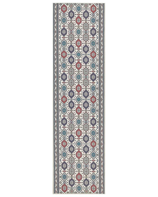 Matto monivärinen polyesteri 80 x 300 cm itämainen kuvio käytävälle luistamaton pohja vintage tyyli moderni
