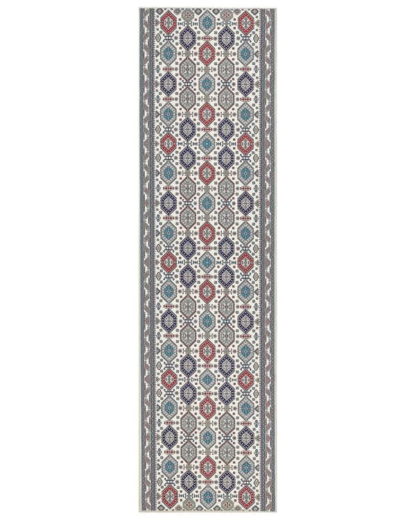 Matto monivärinen polyesteri 80 x 300 cm itämainen kuvio käytävälle luistamaton pohja vintage tyyli moderni