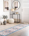 Pikkukuva 2 / 7: Matto beige sininen 80 x 300 cm polyesteri konekudottu itämainen kuvio suorakulmio retro