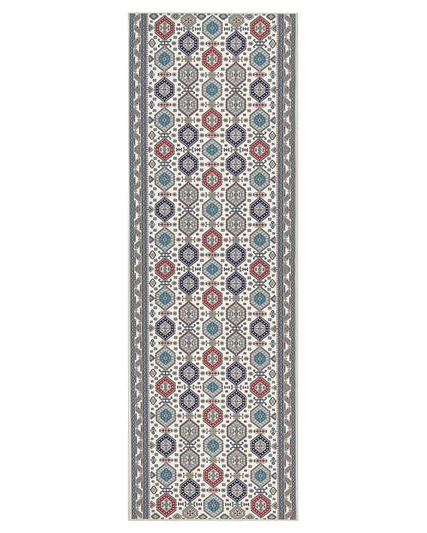 Matto monivärinen polyesteri 80 x 240 cm itämainen kuvio käytävälle luistamaton pohja vintage tyyli moderni