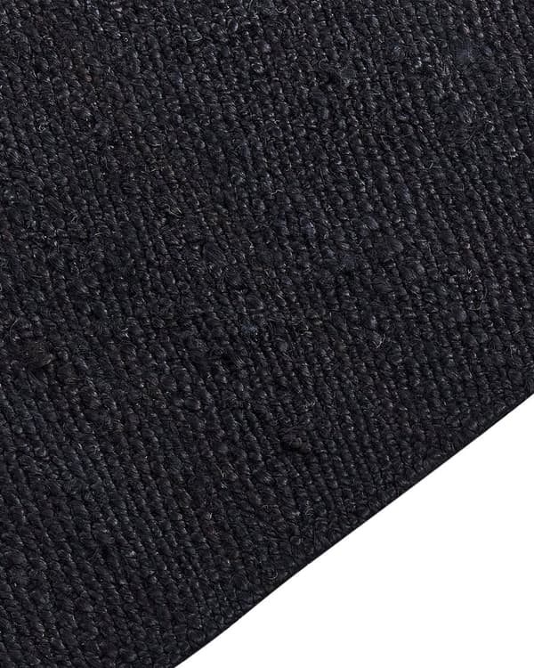 Matto musta 80 x 300 cm juutti puuvilla hapsut suorakulmio käsinkudottu industriaalinen