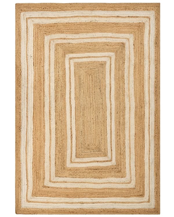 Teppe Beige Jute 160 x 230 cm Flettet Håndlaget Naturlig Boho Stil Tekstil