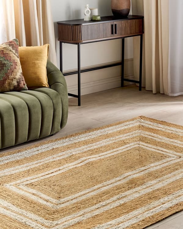Teppe Beige Jute 160 x 230 cm Flettet Håndlaget Naturlig Boho Stil Tekstil