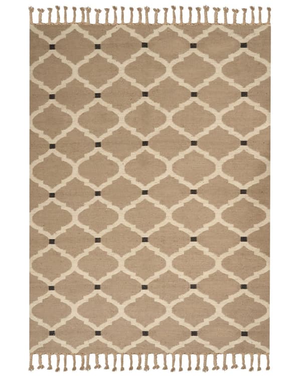 Teppe Beige Jute Bomull 200 x 300 cm Flettet Håndlaget med dusker Naturlig Boho-stil Tekstil