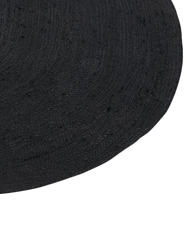 Gulvteppe Svart Jute 160 x 230 cm Flettet Oval Gulvvarme Egnet Naturlig Stue Soverom