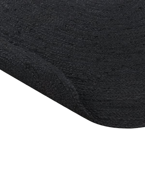 Gulvteppe Svart Jute 160 x 230 cm Flettet Oval Gulvvarme Egnet Naturlig Stue Soverom