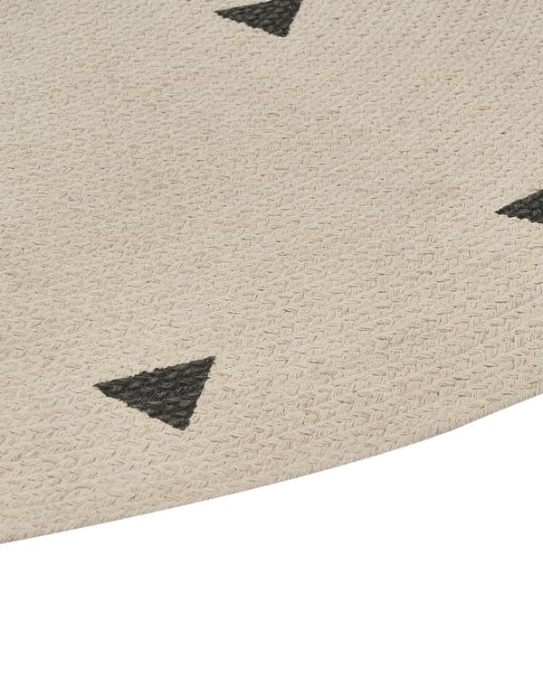 Rundt teppe Beige Bomull ø 140 cm Ensfarget med geometrisk mønster