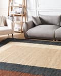 Miniatyrbilde 4 av 8: Flettede tepper Flerfarget jutebomull 200 x 300 cm Flettet håndlaget med dusker Naturlig tekstil i boho-stil