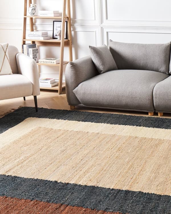 Flettede tepper Flerfarget jutebomull 200 x 300 cm Flettet håndlaget med dusker Naturlig tekstil i boho-stil