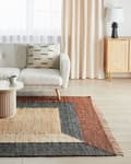 Miniatyrbilde 2 av 8: Flettede tepper Flerfarget jutebomull 200 x 300 cm Flettet håndlaget med dusker Naturlig tekstil i boho-stil