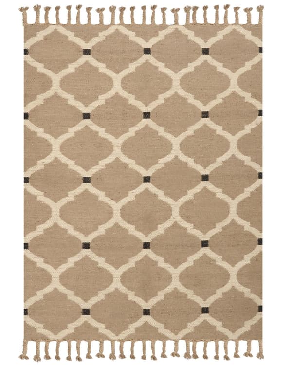 Teppe Beige Jute Bomull 160 x 230 cm Flettet Håndlaget med dusker Naturlig Boho-stil Tekstil