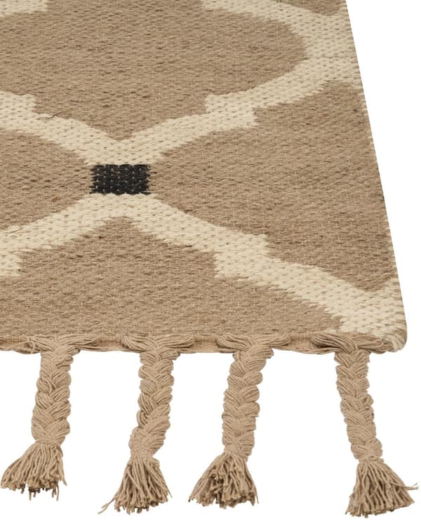 Teppe Beige Jute Bomull 160 x 230 cm Flettet Håndlaget med dusker Naturlig Boho-stil Tekstil