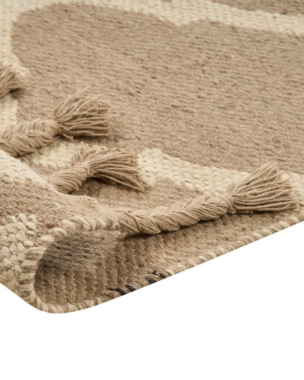 Teppe Beige Jute Bomull 160 x 230 cm Flettet Håndlaget med dusker Naturlig Boho-stil Tekstil