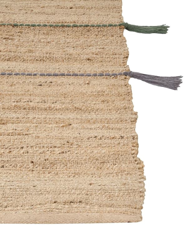 Teppe i beige jute 140 x 200 cm Solid med dusker